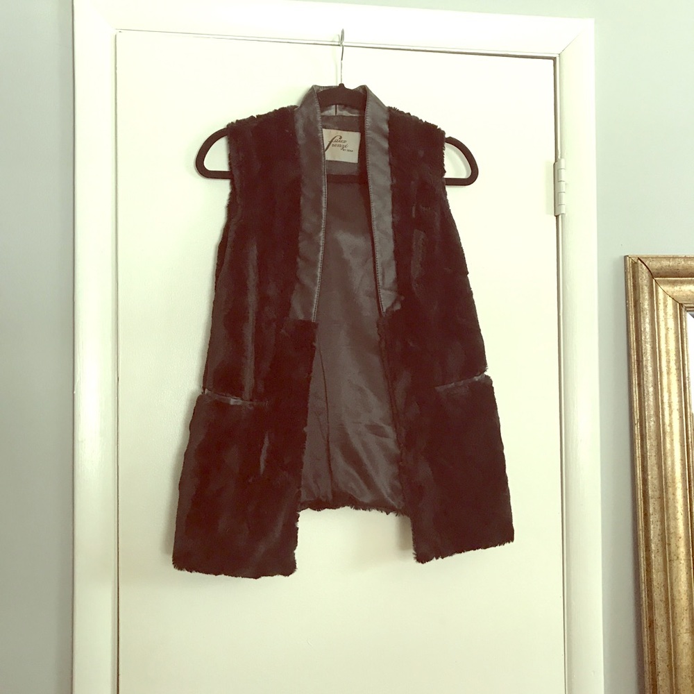 Black faux fur vest